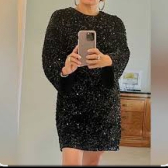 H&M Sparkling Black Long Sleeve Dress - Picture 1 of 8